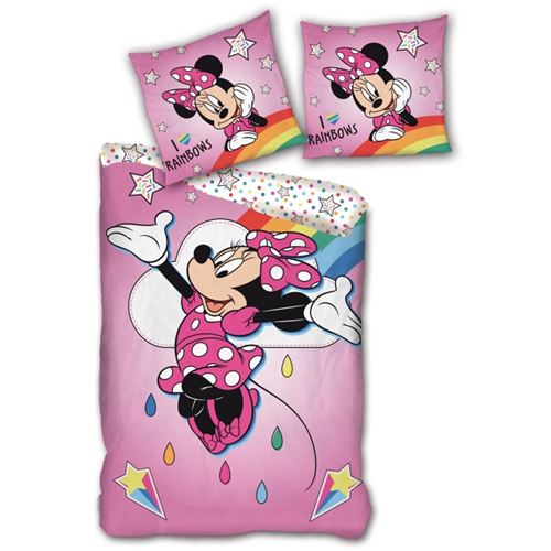 AYMAX Parure de lit simple- Minnie joyeuse qui saute - 140 cm x 200 cm