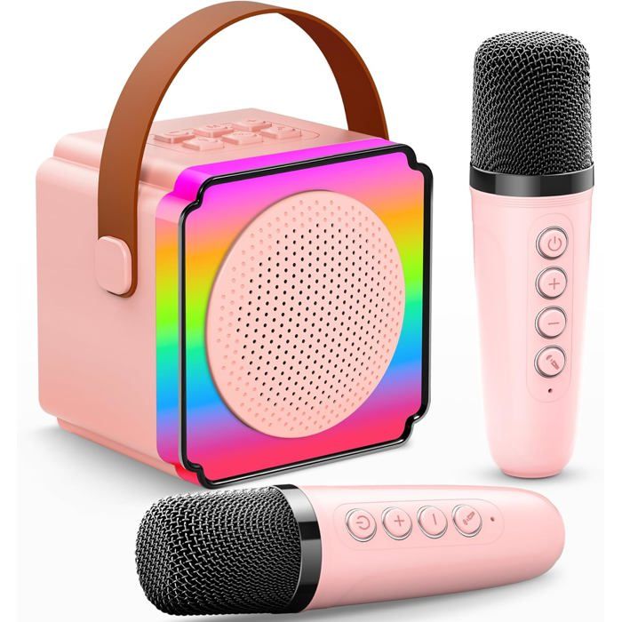 Machine de karaoké avec 2 microphones - Jouets pour filles de 3 à 12 ans - Jouets pour enfants avec microphone