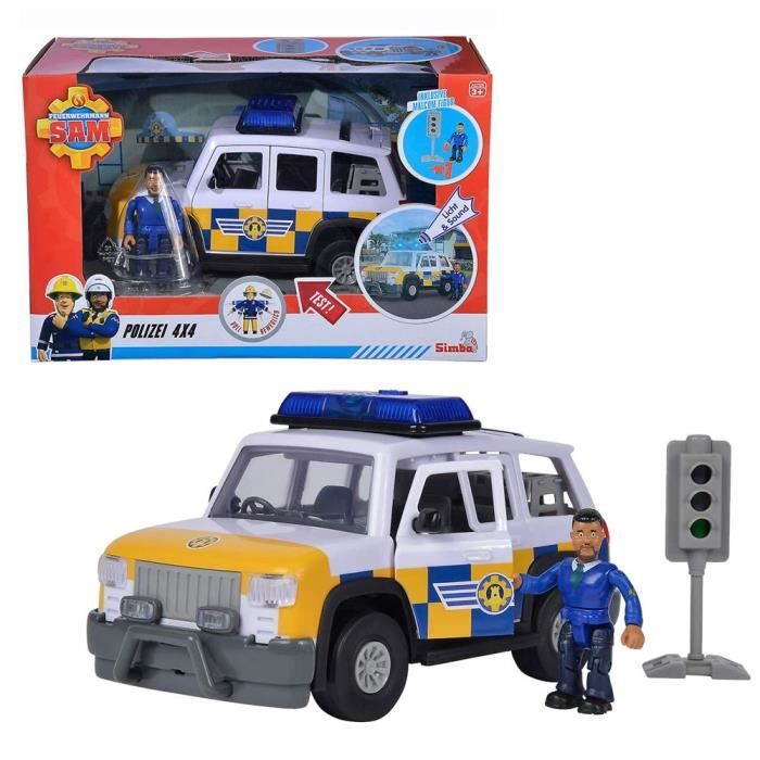 Voiture de Police Malcolm  Sam Le Pompier  avec Lumière Son et Figurine mobile