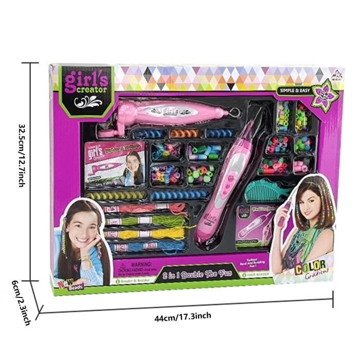 Kit de Tressage de Cheveux pour Fille - Rose - Machine à Tresser - Outil de Coiffure
