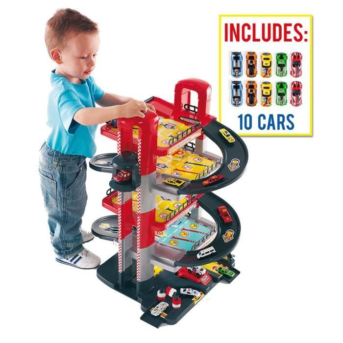 Garage à jouets 5 étages - 10 voitures incluses - Pour enfants de 3 ans et plus