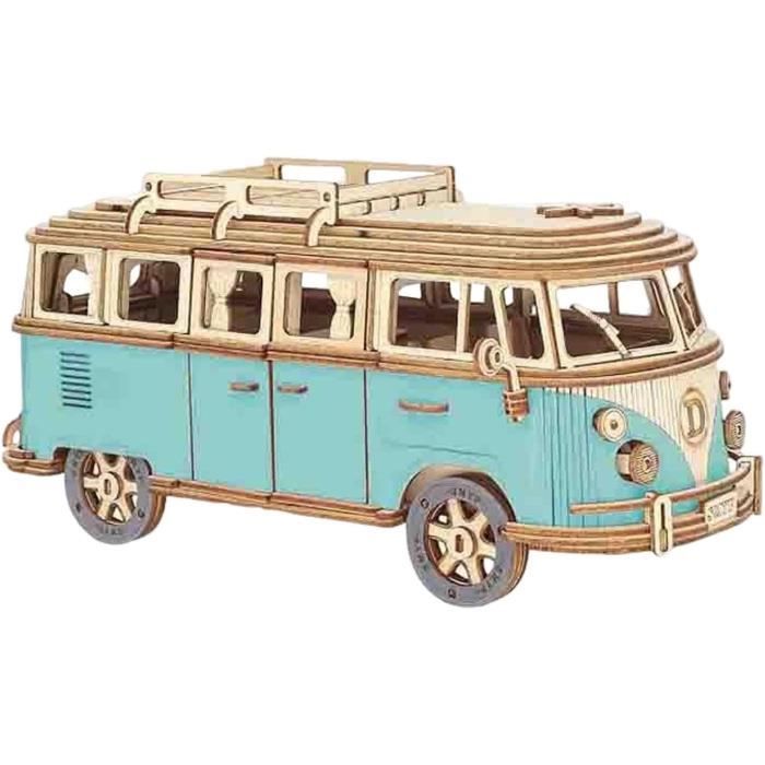 Puzzle 3D - Maquette - Bus en Bois - À Construire - Pour Enfants - 8 ans et plus