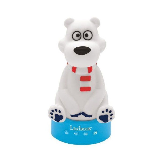 LEXIBOOK - Compteur d’histoires Ourson 3D - avec veilleuse, musiques et variation de couleurs 17cm (Français)