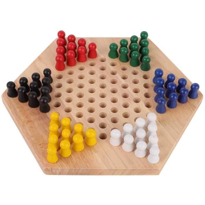 Jeu de société - ZGEER - Dames chinoises - 60 pions - Bois dhévéa - Couleurs vives