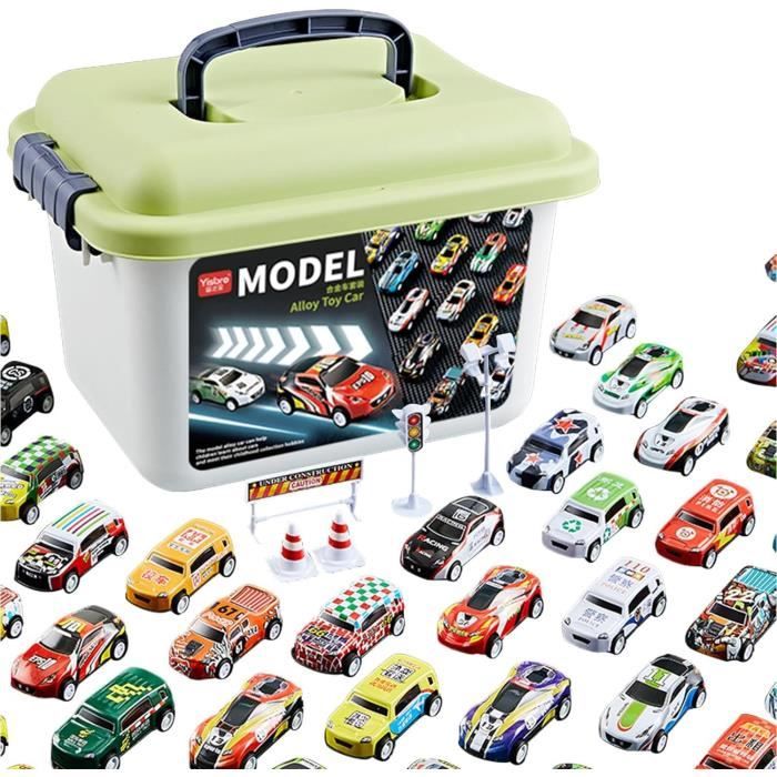 30Pcs Petites Voitures JouetsMetal Voiture Jouet Enf-ant Cascadeuse Mini Voitures De Course Apporter ValiseAvec La Carte Routière