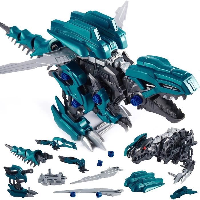 Robot Dinosaure Électrique - Bloc de Construction - Jouet Éducatif Garçon Fille - Bleu