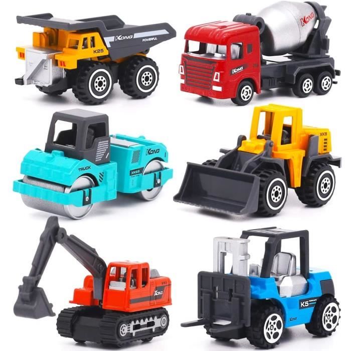 Voiture Jouets - 6 pcs Camion Jouet Enfnat - 1:64 Mini Véhicules de Construction - Cadeau pour Enfant Garçon 3+ Ans