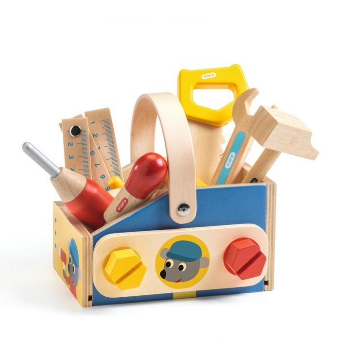 Jouet éducatif - DJECO - DJ06649 - Boîte à outils en bois - Intérieur - 3 à 8 ans
