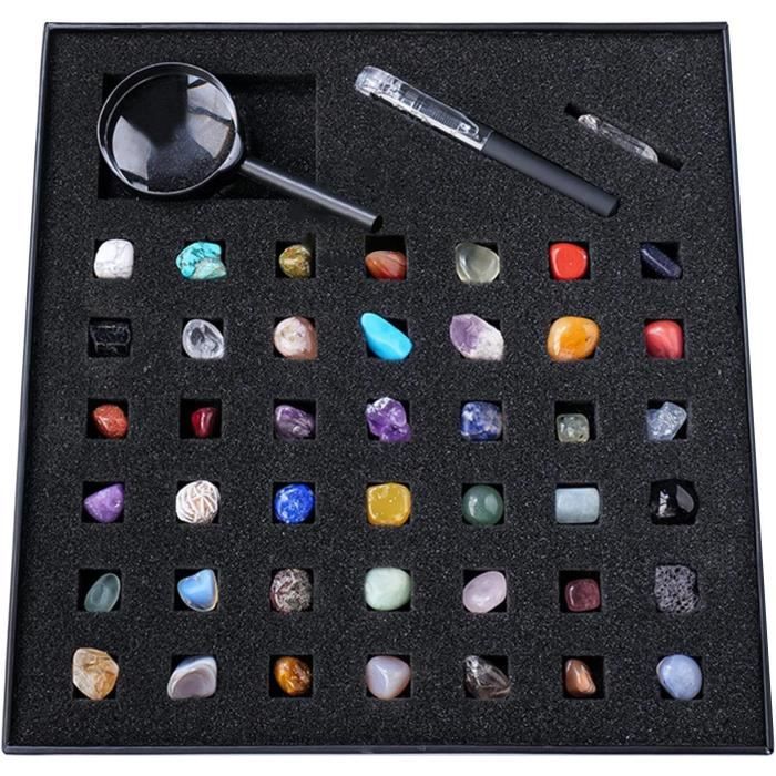 Rock Collection Kit de pierres précieuses et minéraux pour enfants Collection de cristaux Science Toys Cristal pour garçons