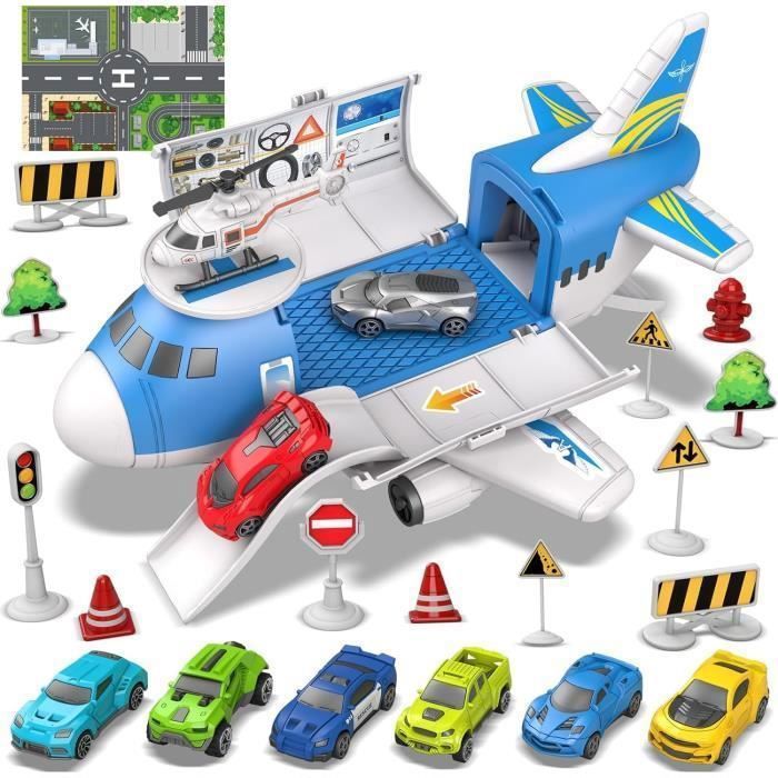 Avion Transporteur de Voitures – Jouet pour Enfants 3 à 7 Ans - Mixte – Véhicules Miniatures accessoires Inclus