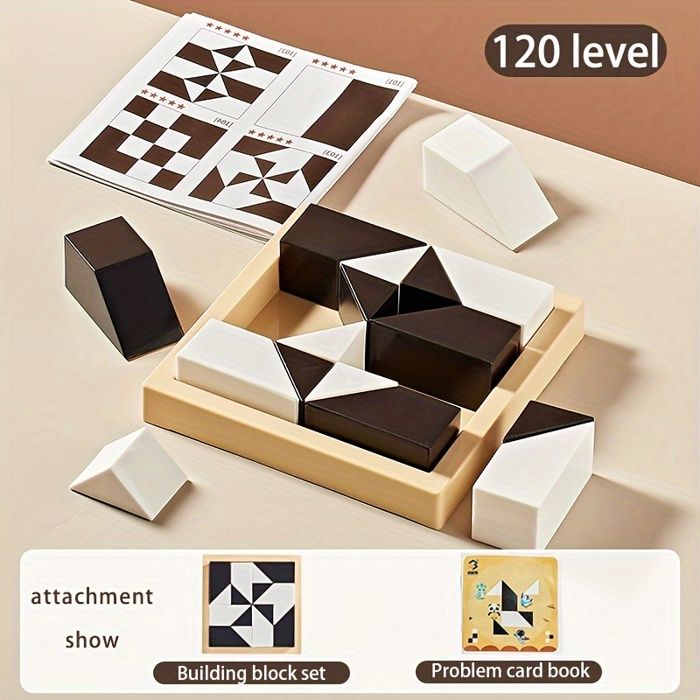 Puzzle à Blocs Cachés - 120 Niveaux - Matériau ABS - Développe la Logique - 3-8 Ans