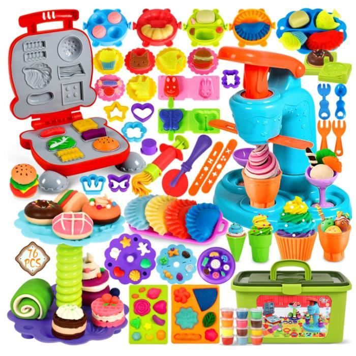 Pate a Modeler76 Pièces Pâte À Modeler pour Enfants Accessoires en Pâte à Modeler pour Créer des Hamburgers et des PizzaPâtes