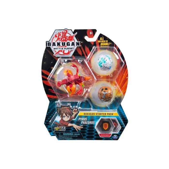 Bakugan Pack De Demarrage Pyrus Phaedrus  : 3 Boules (Blanche Rouge Brune) - Battle Planet