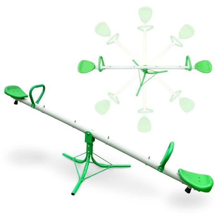 Balançoire Enfants Jardin 2 en 1 Bascule + Carrousel Rotatif 360° – Jeu Extérieur Acier Stable 2 Places Résistant UV Charge 100kg