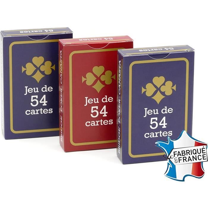 Jeu de cartes Gauloise Bleue et Rouge - FRANCE CARTES - Lot de 3 - Pour Bridge Poker et Canasta