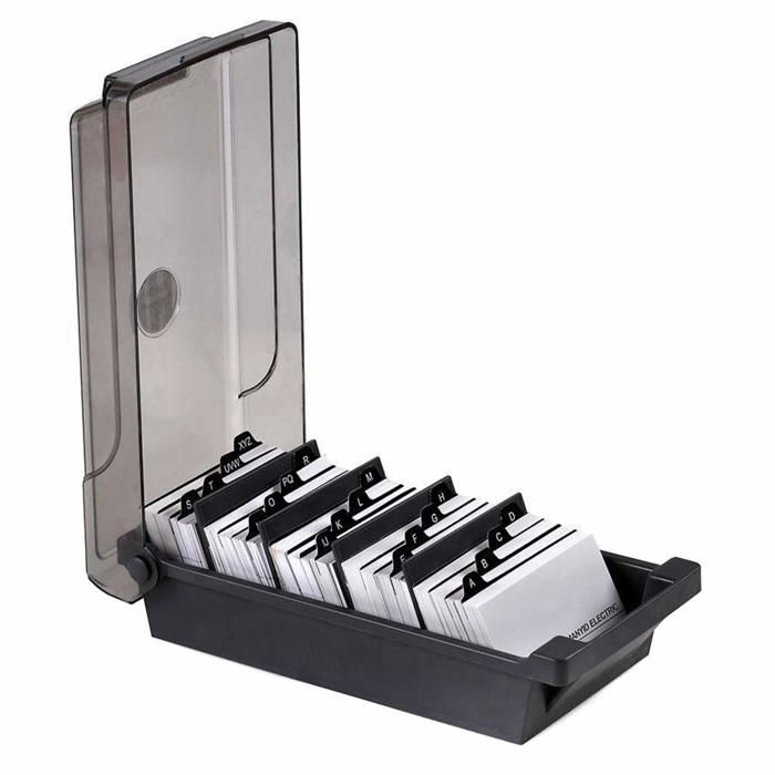 Porte-cartes de visite boîte de rangement pour cartes de visite organisateur avec compartiments et étiquettes dindex
