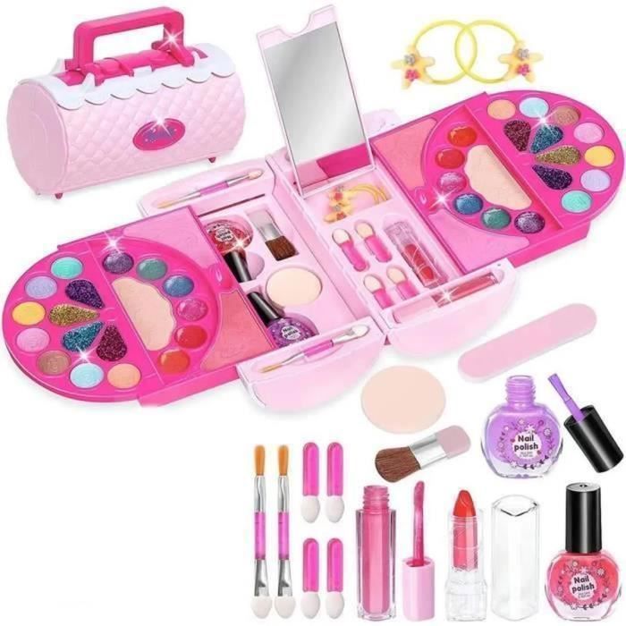 Maquillage Enfant Fille avec Coffret 45 Couleurs Malette Mmaquillage Petite Enfant Fille Jouet Cadeau pour Cadeau Anniversaire
