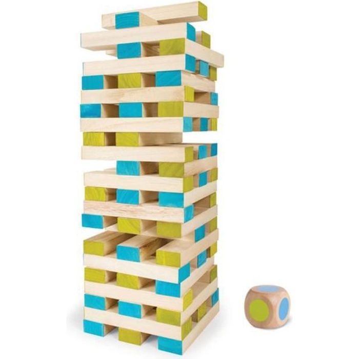Jeu de construction - BS - Haute Tour Jenga Géant - Bois - Bleu - A partir de 4 ans