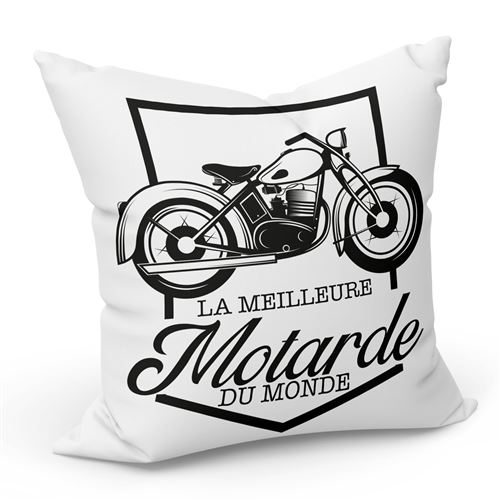 Fabulous Coussin Blanc La Meilleure Motarde du Monde [40x40 cm]