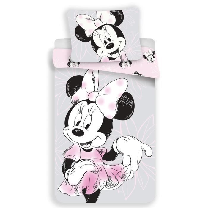 Parure de lit enfant Minnie 100% coton 140x200 cm + taie 70x90 cm – Licence Disney