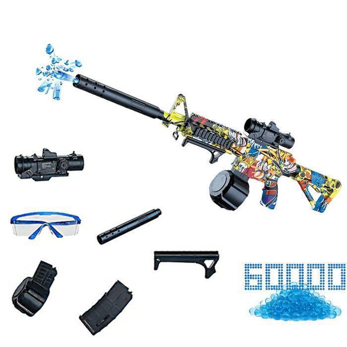 Gel Blaster Bombe à Eau M4A1-60000 perles deau et verres jouet rechargeable pour activités de plein air