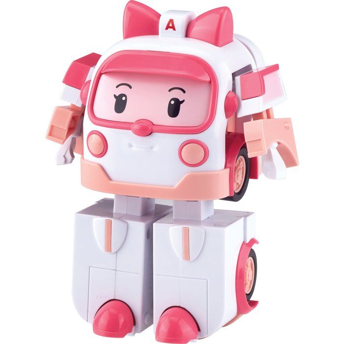 Figurine robot 10 cm - Silverlit – Robocar Poli – Véhicule Transformable Ambre 2-en-1