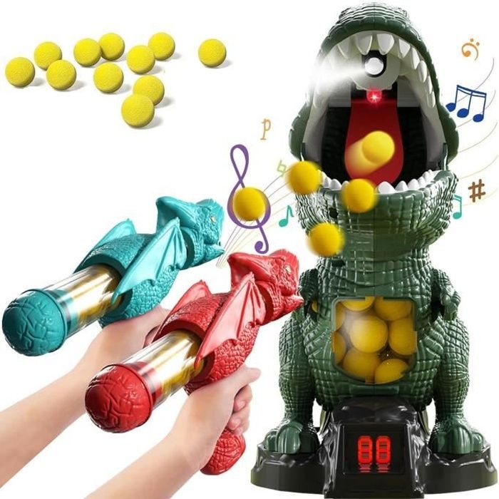 Jouets interactifs dinosaures parent-enfant 2 accessoires de tir dinosaures 24 balles de tir 1gros dinosaure