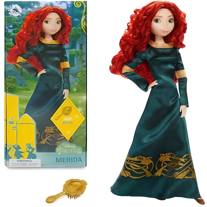 Poupée classique - DISNEY - Merida - Robe satin scintillante - Boîte recyclable sans plastique