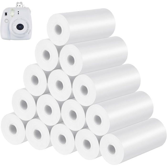 Lot de 15 Rouleaux Papier Thermique pour Appareil Photo Enfant 57 x 25 mm x 7 m Impression Instantanée Facile à Remplacer