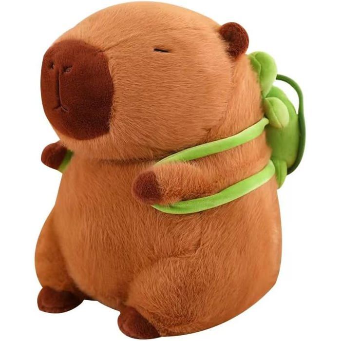 Peluche Capybara 23 cm Sac à Dos Tortue Amovible Doux Cadeau Enfants/Adultes