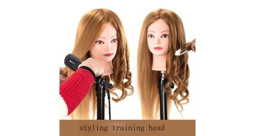 60cm 85% cheveux réels, tête de formation, poupées factices pour coiffeurs