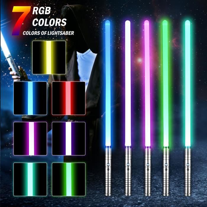 Sabre Laser RGB Duel Lightsaber 7 Couleurs 1 Soundfonts de Combat Simulés Noël Halloween Cadeaux pour Enfants Adultes Cosplay