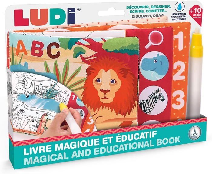 LUDI - Livre Magique et Éducatif - Livre dActivités - Coloriage Magique à leau - Découvrir Les Formes Les Chiffres Les Lettres