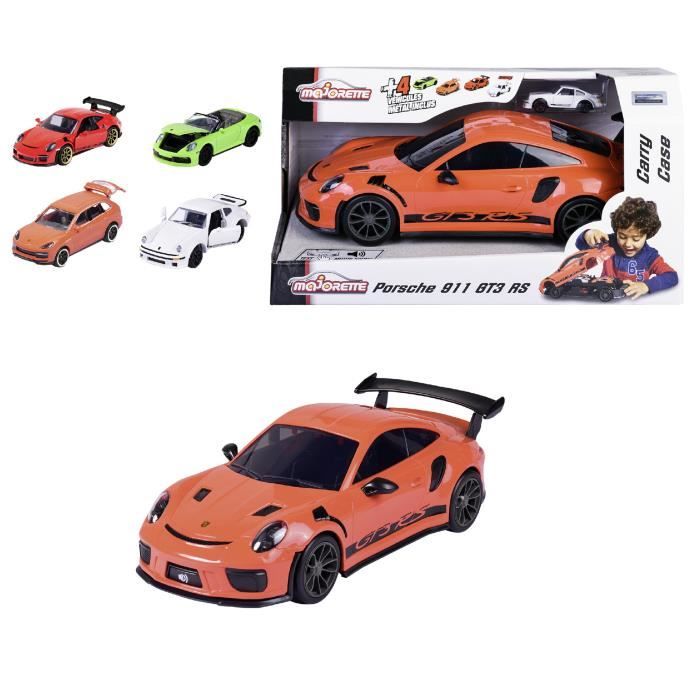 Valisette Porsche MAJORETTE avec 4 véhicules à roue libre - Rouge - Pour enfants de 3 ans et plus