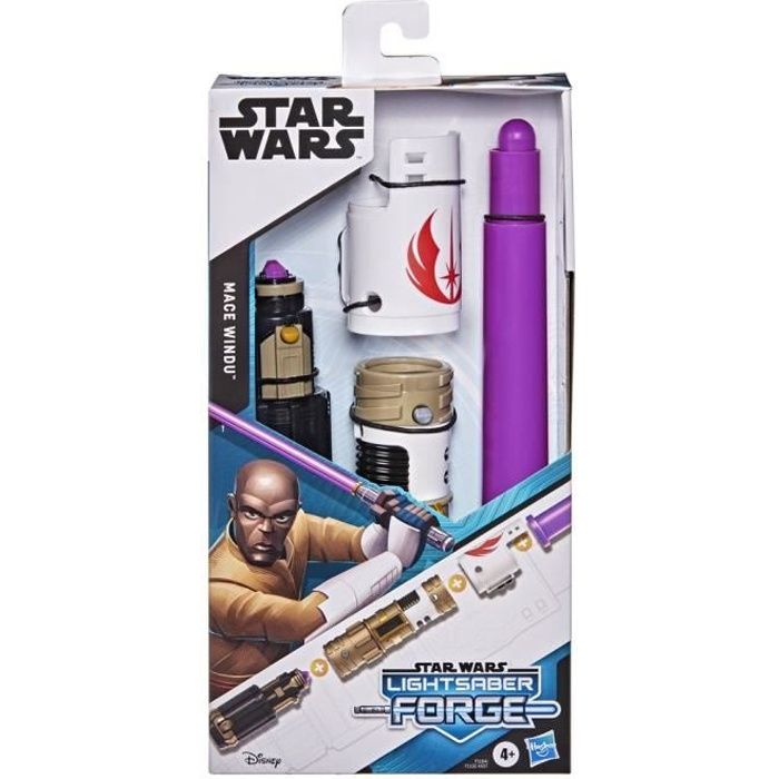 STAR WARS - Lightsaber Forge - Sabre laser de Mace Windu à lame violette extensible - jouet de déguisement - dès 4 ans