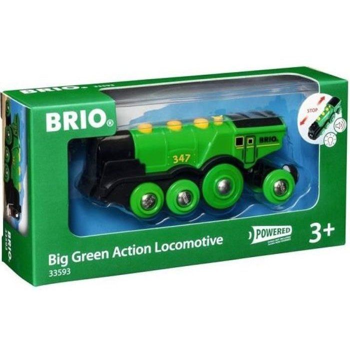 Locomotive Verte Puissante à Piles - BRIO - Circuit de train en bois - Accessoire son & lumière - Dès 3 ans