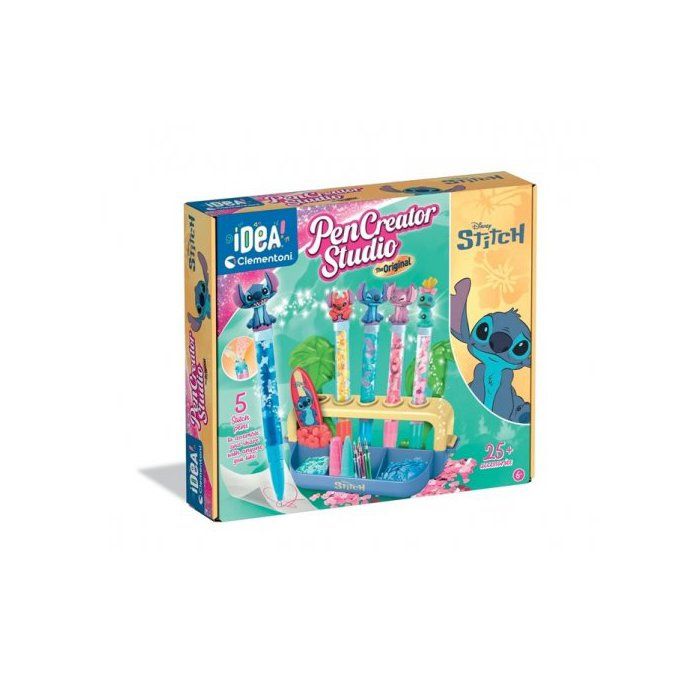 Fabrique Atelier Stylo Stitch Enfant - Cree 5 stylos personnages - Kit DIY Pen Creator Studio - Set Coffret Creatif Fille 6+