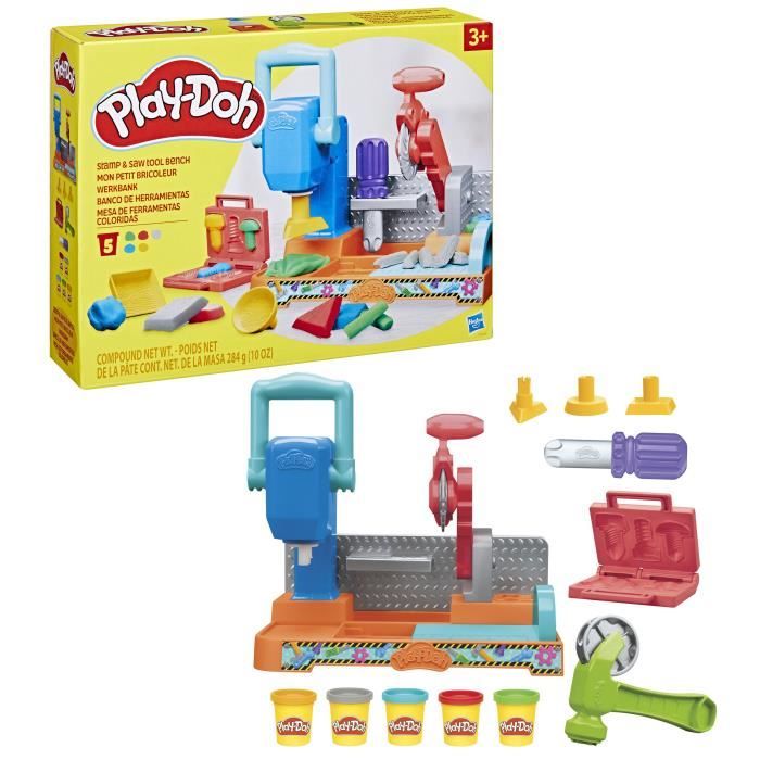 Play-Doh Mon petit bricoleur coffret avec pâte à modeler loisirs créatifs Classique dès 3 ans