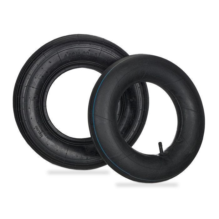 Relaxdays Roue brouette avec chambre à air profilée 4.00-8 pouces pneumatique charge max. 150 kg noire