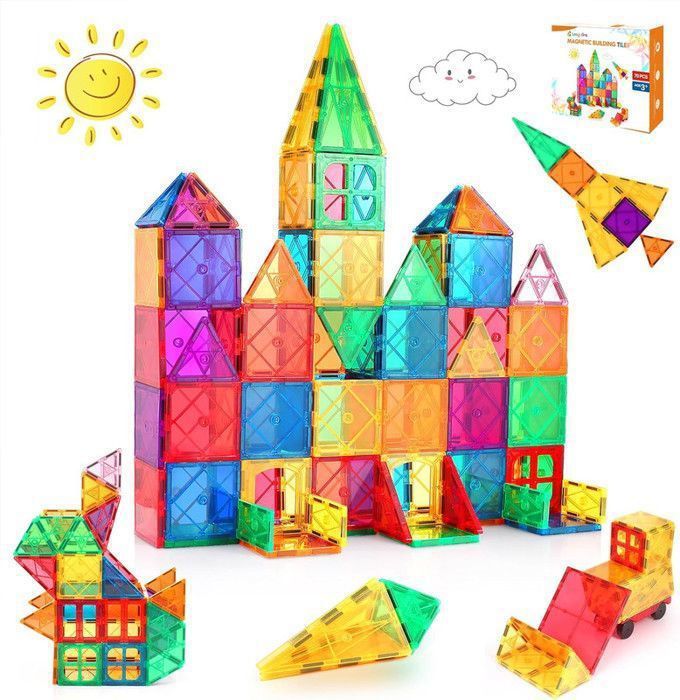48PCS Blocs Construction Magnétiques - Enfants Jouet -3D Jouets de Construction Magnetique Enfant 3 4 5 6 7 8 Ans