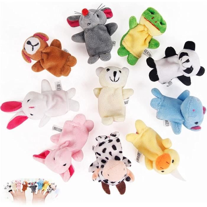 Marionnettes à Doigt Animaux Marionnettes Doigt Enfants Mini Animal Jouet 10 Types de Petits Animaux pour les Cadeaux DAnniversaire