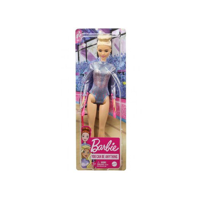 Coffret Barbie Gymnastique + Poupées + 2 massues et le ruban - Poupée Mannequin Sport - Set 4 Pieces + 1 Carte Animal