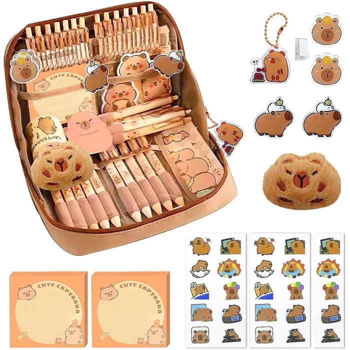 Trousse à Crayons CapybaraEnsemble Papeterie Capybara avec 12 CompartimentsTrousse Kawaii CapybaraTrousse Ecole pour Fille Garcon