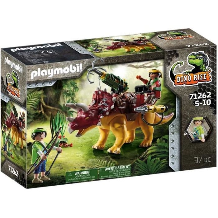 PLAYMOBIL - Dino Rise - Tricératops et soldats - Mixte - 5 ans - 37 pièces