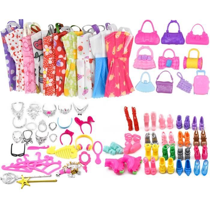 Lot de vêtements et accessoires - Barbie 30 cm - 70 pièces - Multicolore - Pour enfants 3 ans et plus