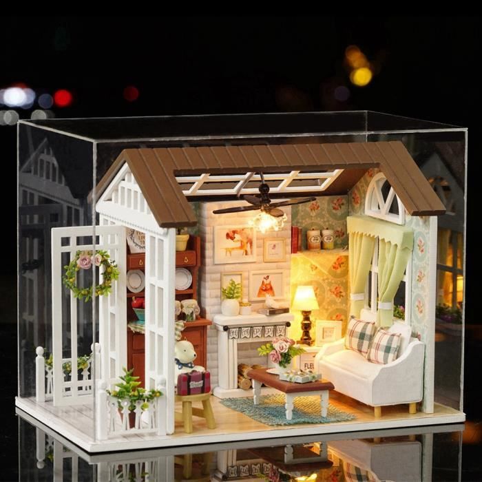 Kit Maison Cottage en Bois DIY avec Meubles Miniatures - Vvikizy - Cadeau pour Enfants et Décoration Intérieure