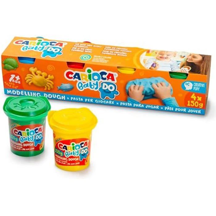 Pâte à modeler - CARIOCA - 8 couleurs - Sèche à lair - Figurines amusantes - 12 mois et plus