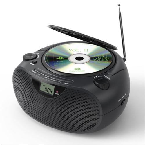 Brightake Lecteur CD portable Boombox avec Bluetooth 5.0, radio FM, AUX & USB - Compatible CD-R/CD-RW/MP3/WMA, alimentation sur secteur & batterie, noir