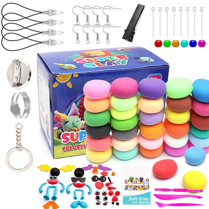 Kit de pâte à modeler - Magic Air Dry - Argile ultra légère - Sûre et non toxique - Pour enfants - Multicolore