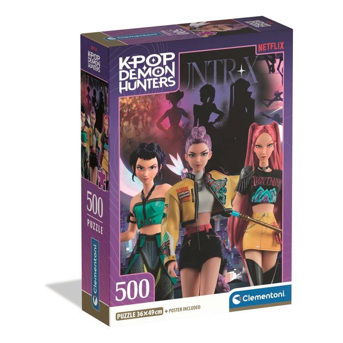 Clementoni - K-Pop Demon Hunters - Puzzle 500 Pièces - Puzzle enfant - Rumi Mira et Zoey - Dès 8 ans - Netflix
